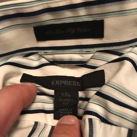 Express Long Sleeve Button Front XXL White - Picture 3 of 3